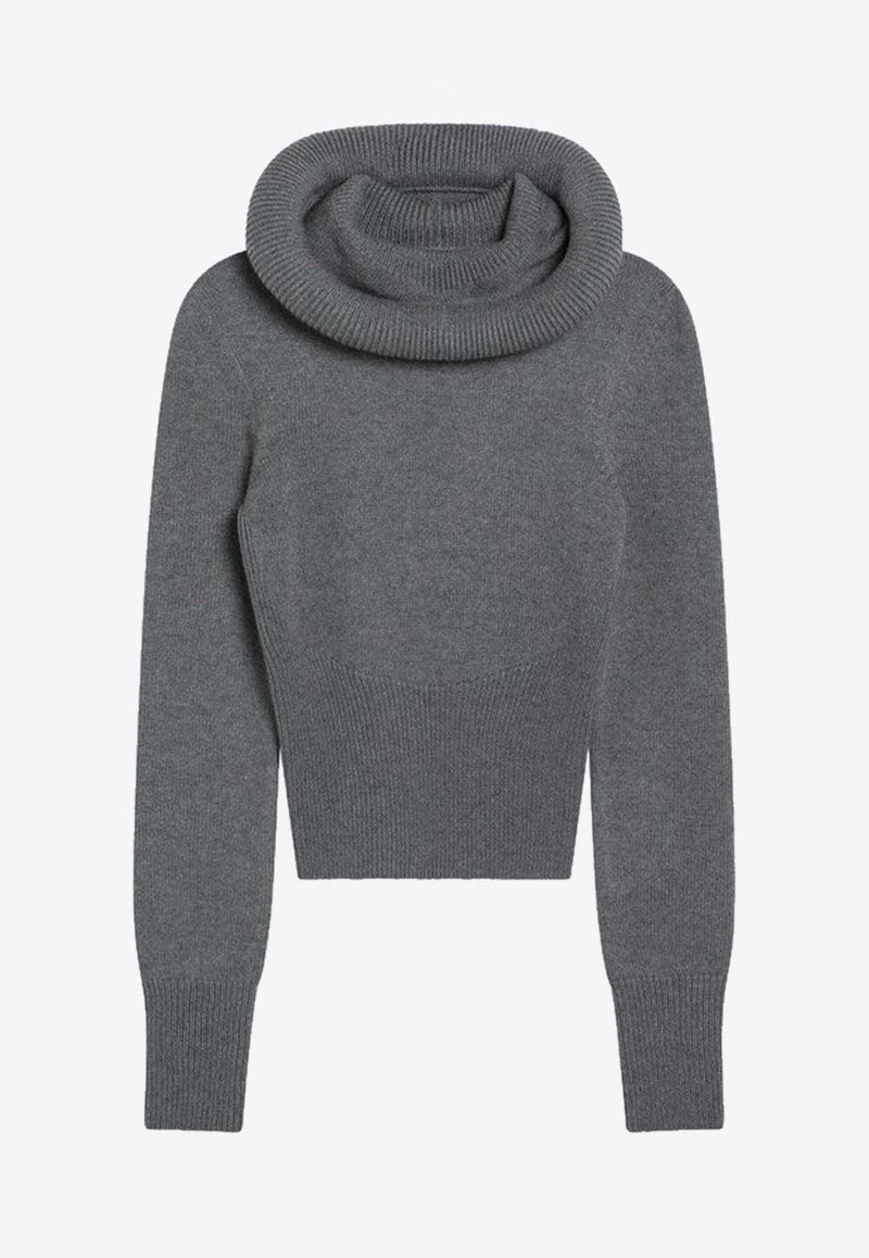 Alaïa Turtleneck Knitted Wool Sweater Gray AA9G0071K133BWO/R_ALAIA-821