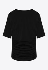 Alaïa Gathered Fitted Crewneck Top Black AA9H1248J050BCO/R_ALAIA-995