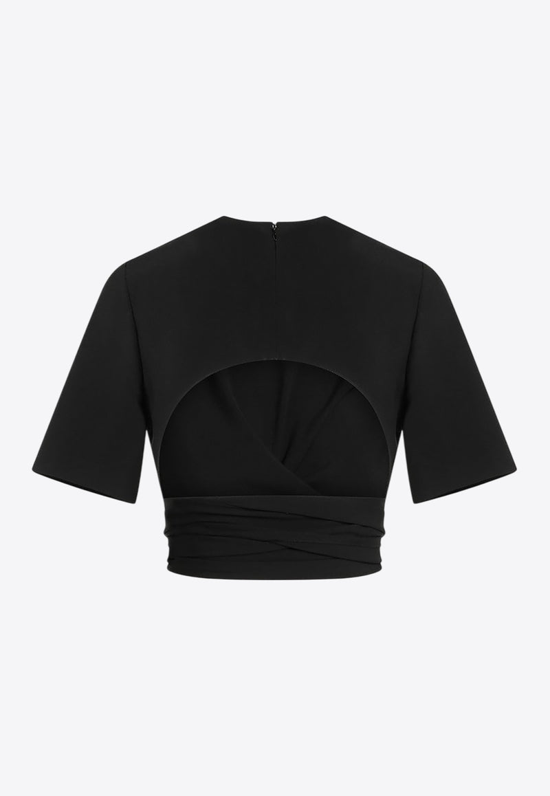 Alaïa Crossed Top with Open-Back Black AA9H1250W071BCO/R_ALAIA-995