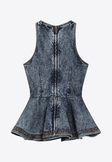 Alaïa Denim Peplum Top Blue AA9H1410T535CDE/S_ALAIA-524