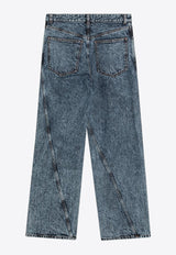 Alaïa Washed Straight Jeans Blue AA9P1161T535ADE/Q_ALAIA-524