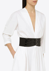 Alaïa Long-Sleeved Belted Midi Dress AA9R12615T001CO/O_ALAIA-000