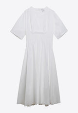 Alaïa V-neck Midi Dress White AA9R12865T001CO/O_ALAIA-000