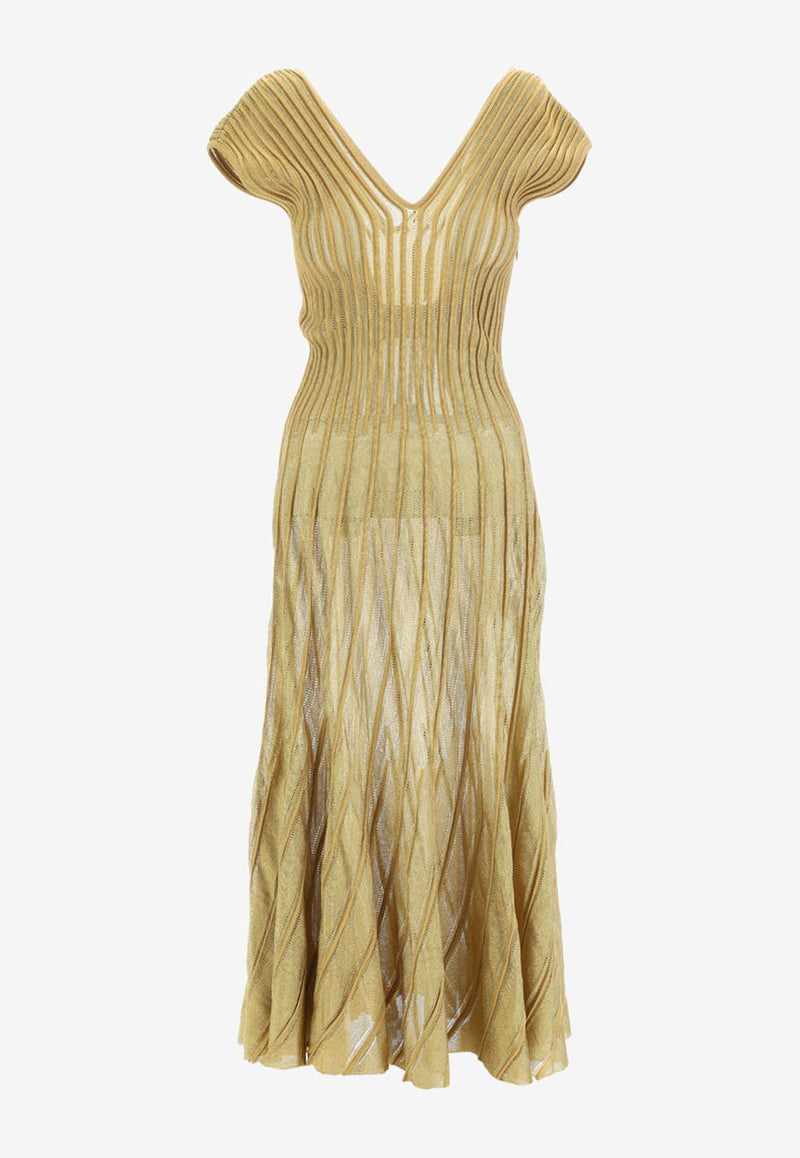 Alaïa 3D Sheer Midi Dress Gold AA9R23223M761_000_220