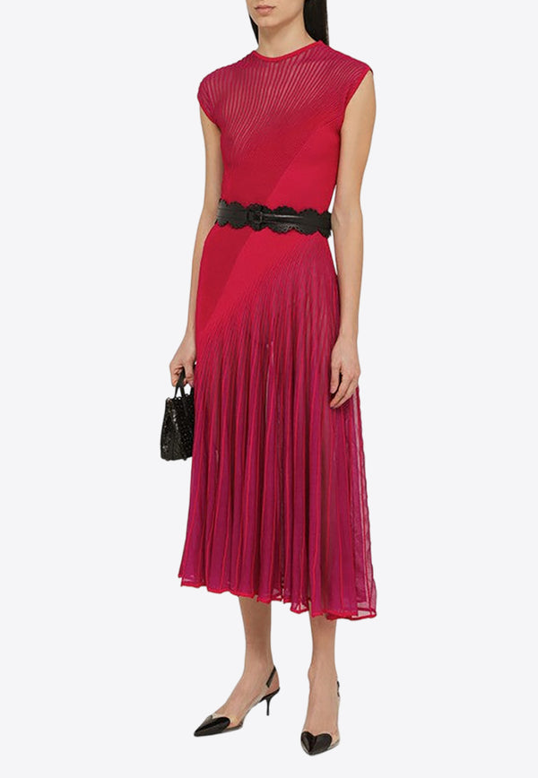 Alaïa Twisted Silk Blend Midi Dress Pink AA9R23263M687VI/O_ALAIA-446