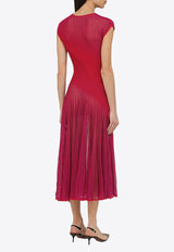 Alaïa Twisted Silk Blend Midi Dress Pink AA9R23263M687VI/O_ALAIA-446