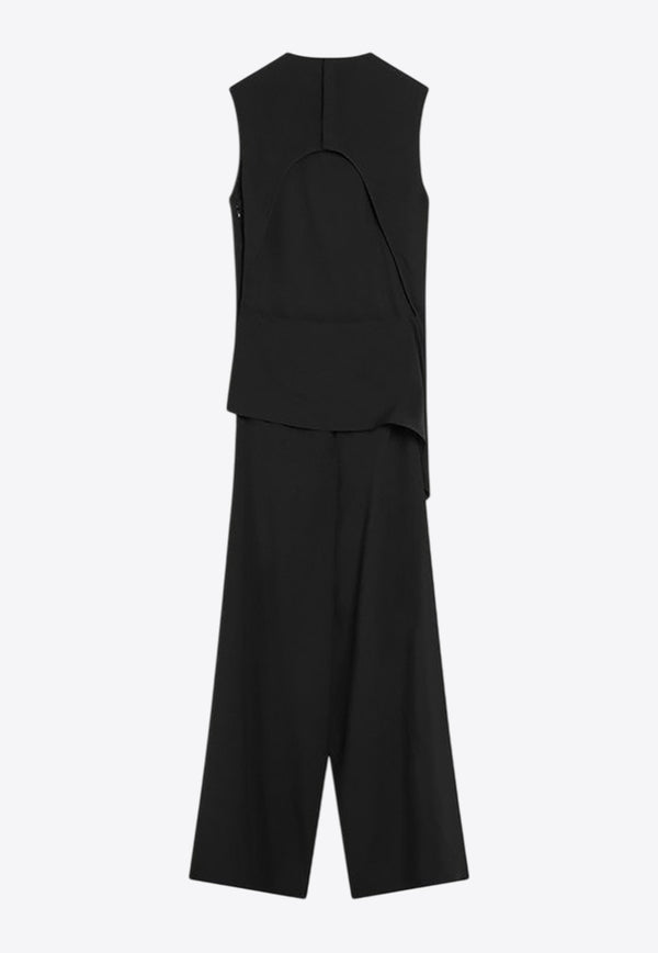 Alaïa Full Jumpsuit with Knotted-Sash Black AA9U0023W071BSI_ALAIA-995