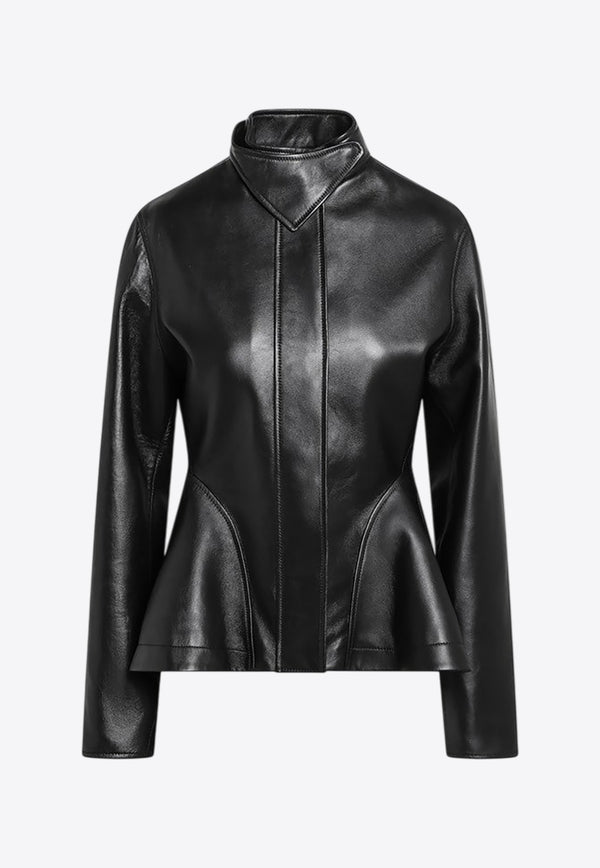 Alaïa Leather Peplum Jacket Black AA9V1113X073BLE/R_ALAIA-995