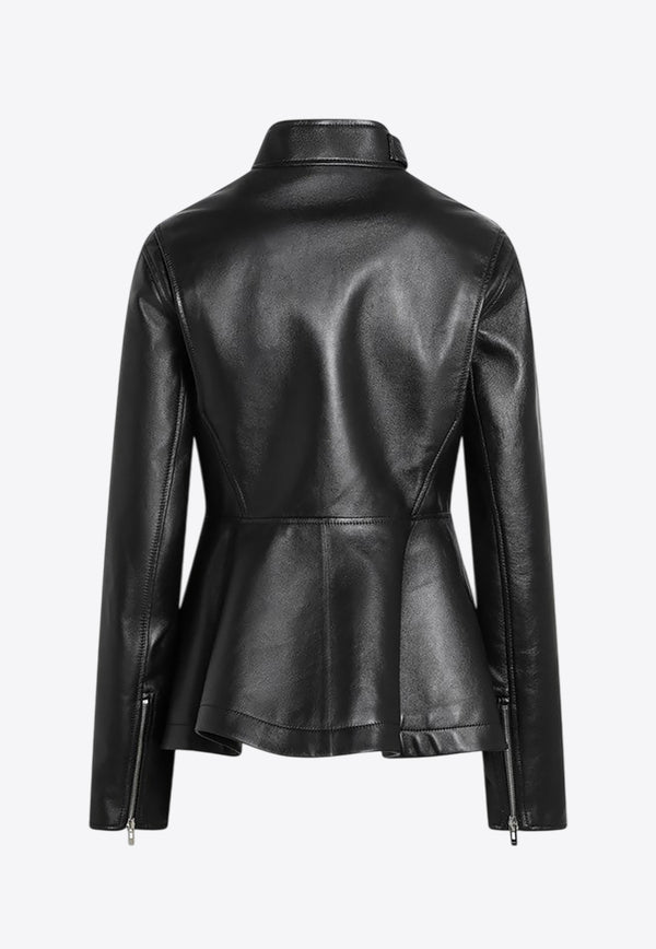 Alaïa Leather Peplum Jacket Black AA9V1113X073BLE/R_ALAIA-995