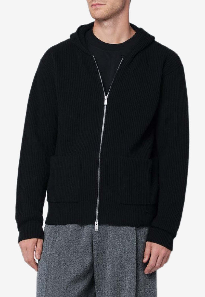 Lardini Wool-Blend Hooded Cardigan  Black AALMML424AA65031/R_LARDI-999