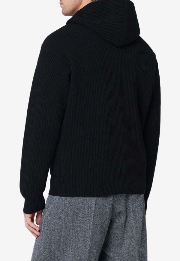 Lardini Wool-Blend Hooded Cardigan  Black AALMML424AA65031/R_LARDI-999