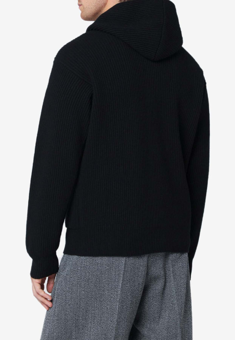 Lardini Wool-Blend Hooded Cardigan  Black AALMML424AA65031/R_LARDI-999