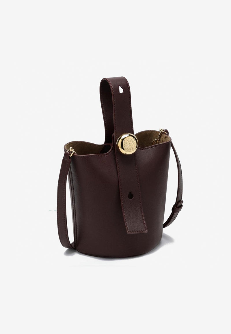 Loewe Mini Pebble Bucket  Bag in Calf Leather Burgundy AANBBBMX01LE/Q_LOEW-7240