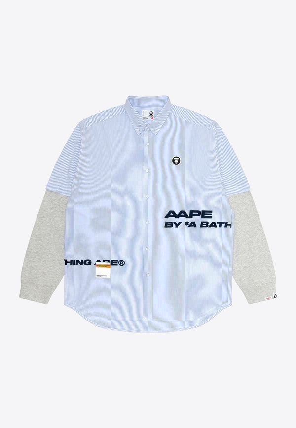 AAPE Moonface Paneled Layered Shirt Blue