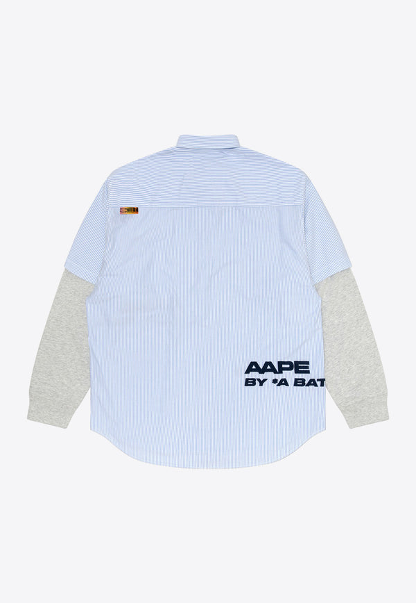 AAPE Moonface Paneled Layered Shirt Blue