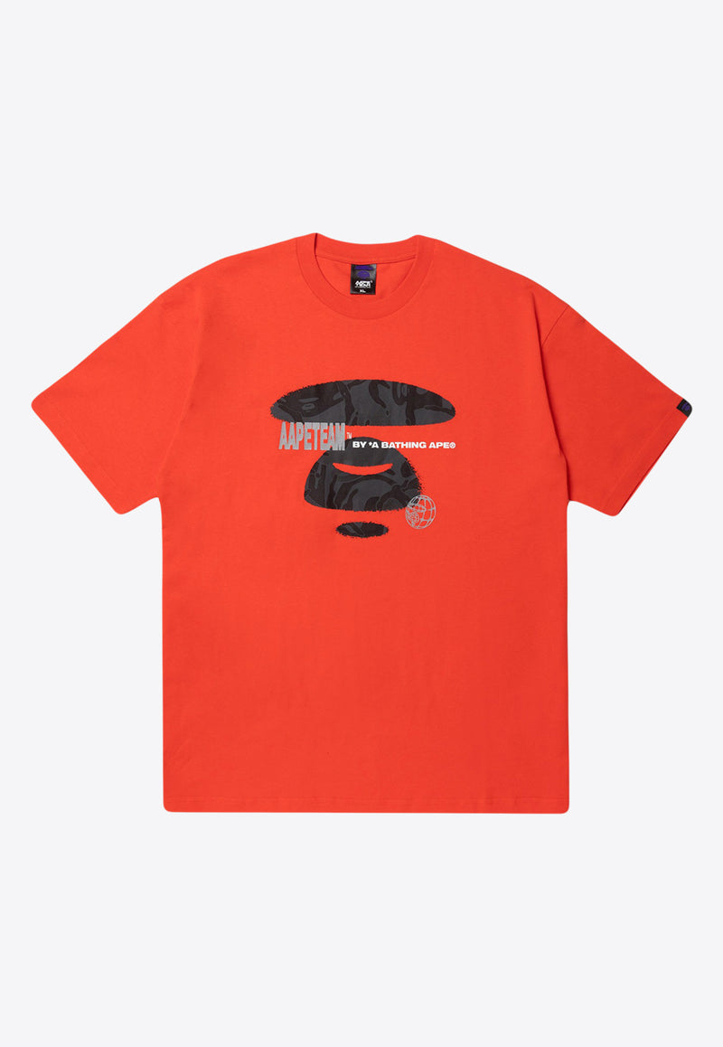 AAPE Moonface Printed Crew Neck T-shirt Red