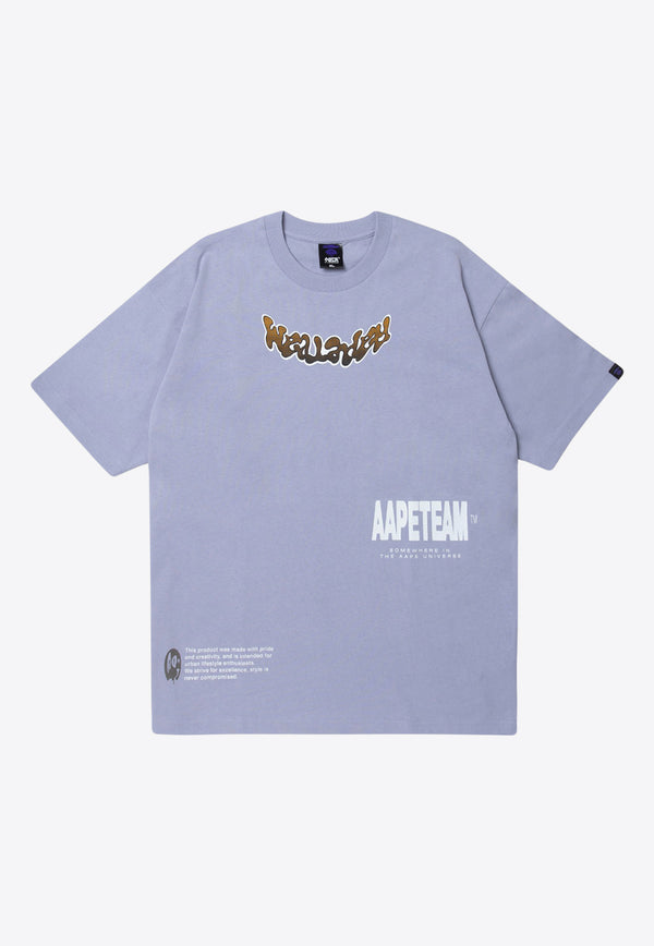 AAPE Moonface Graphic Printed Crew Neck T-shirt Gray