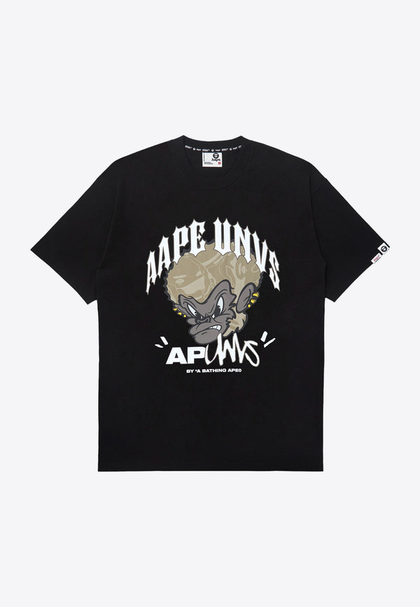 AAPE Moonface Graphic Crew Neck T-shirt Black