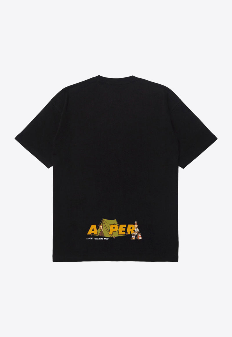 AAPE AAPER Printed Crew Neck T-shirt Black