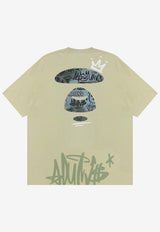 AAPE Moonface Graphic Print T-shirt AAPTEM1425XXMGREGREEN