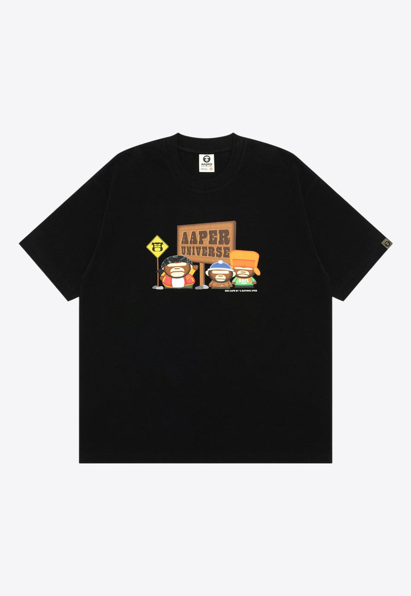 AAPE Graphic Print Short-Sleeved T-shirt AAPTEM1573XXNBKXBLACK