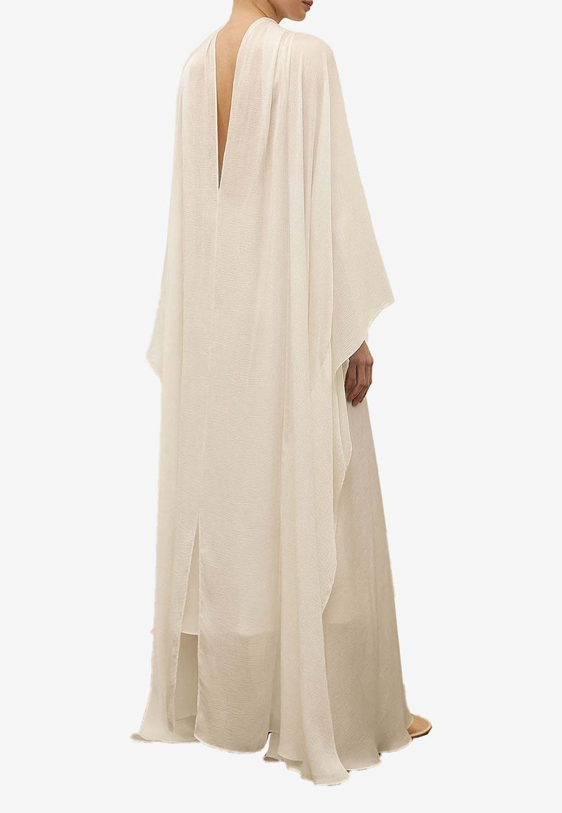 Abadia Bisht Draped Kaftan Dress White AB100015WHITE
