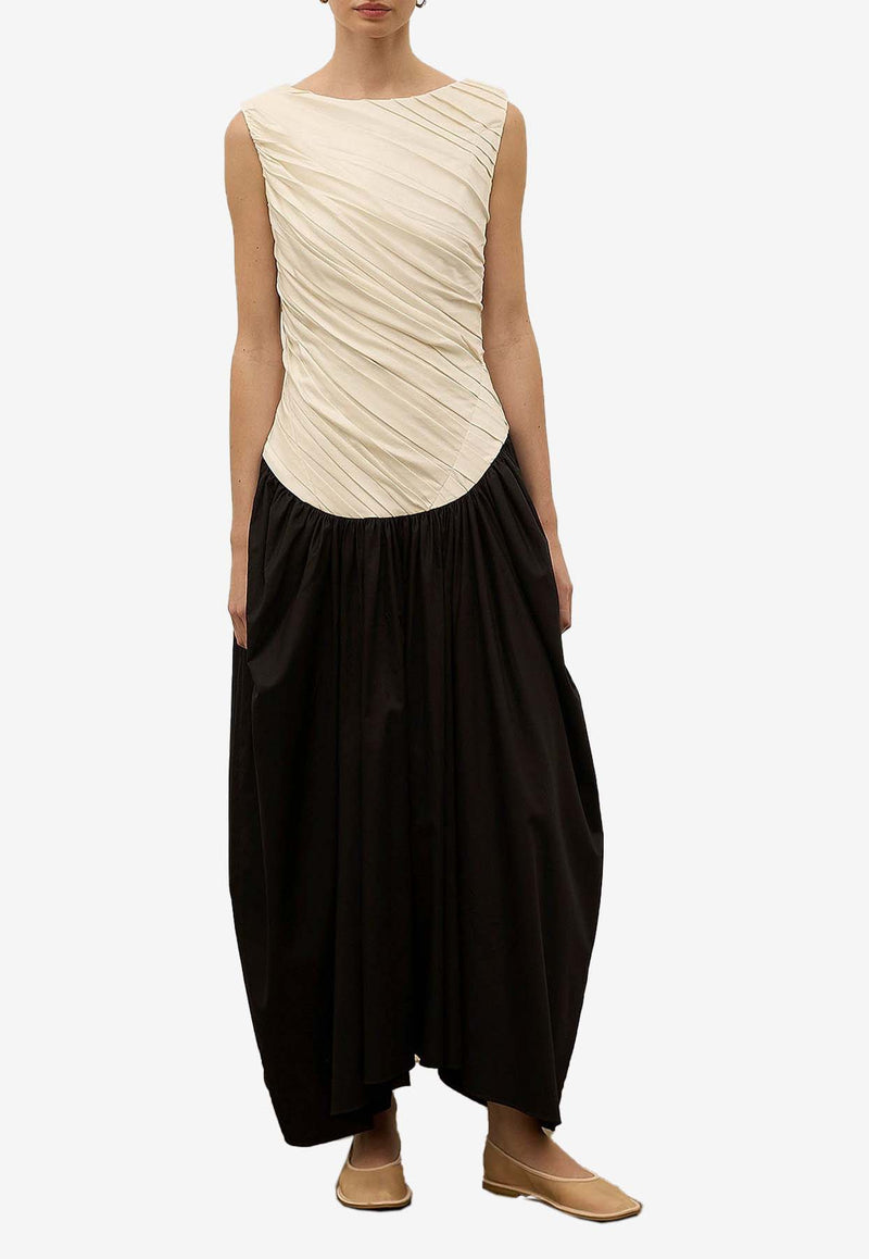 Abadia Ora Draped Maxi Dress Black AB100017-BLKBLACK/WHITE