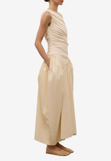 Abadia Ora Draped Maxi Dress Cream AB100017-CRMCREAM