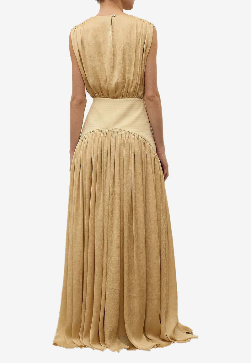 Abadia Suri Gathered Maxi Dress Almond AB100022-ALMORANGE