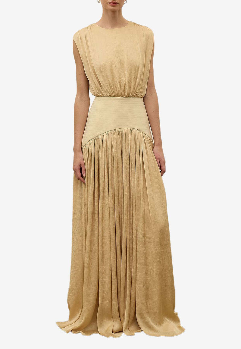 Abadia Suri Gathered Maxi Dress Almond AB100022-ALMORANGE