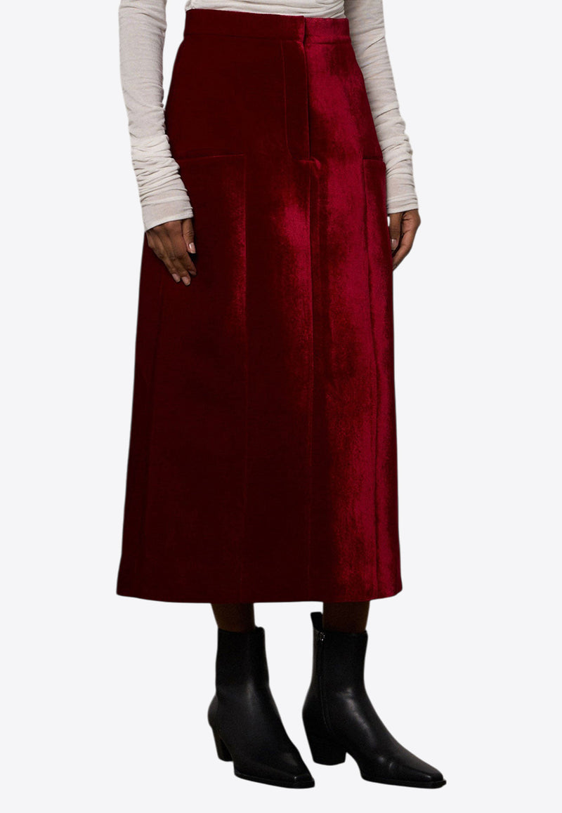 Abadia Petro Velvet Midi Skirt AB100125BURGUNDY