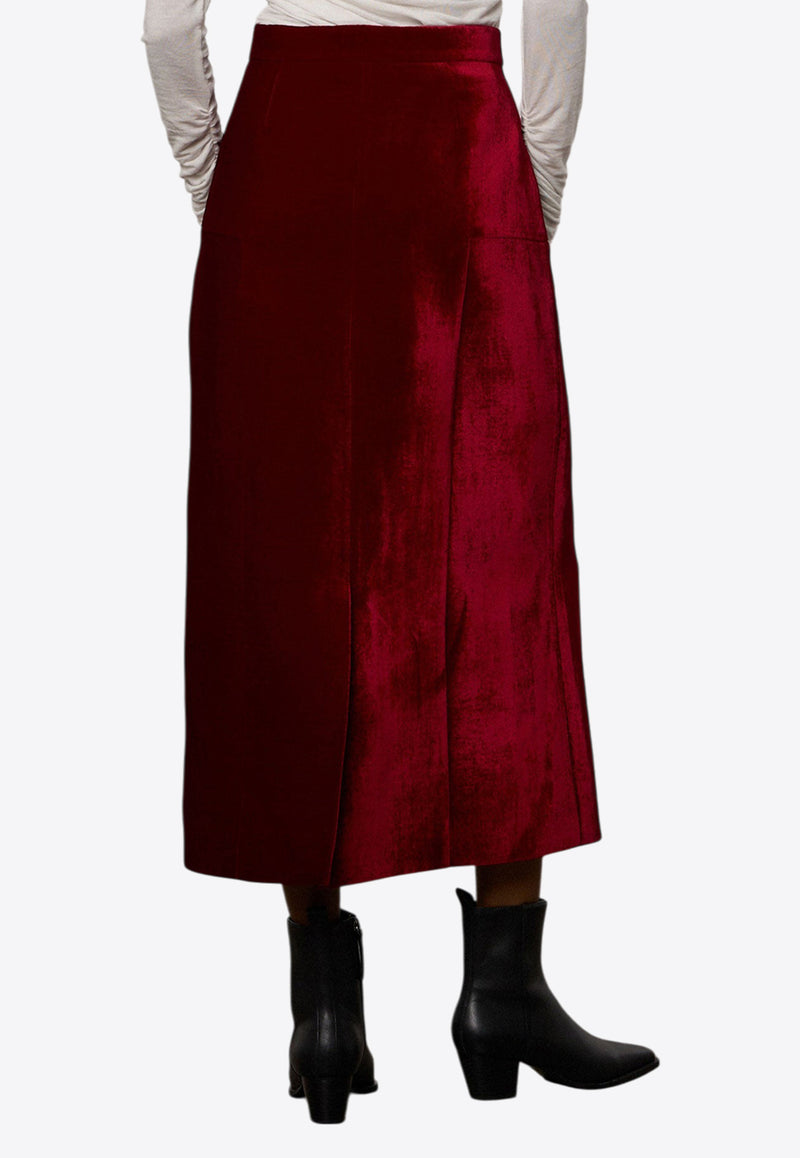 Abadia Petro Velvet Midi Skirt AB100125BURGUNDY