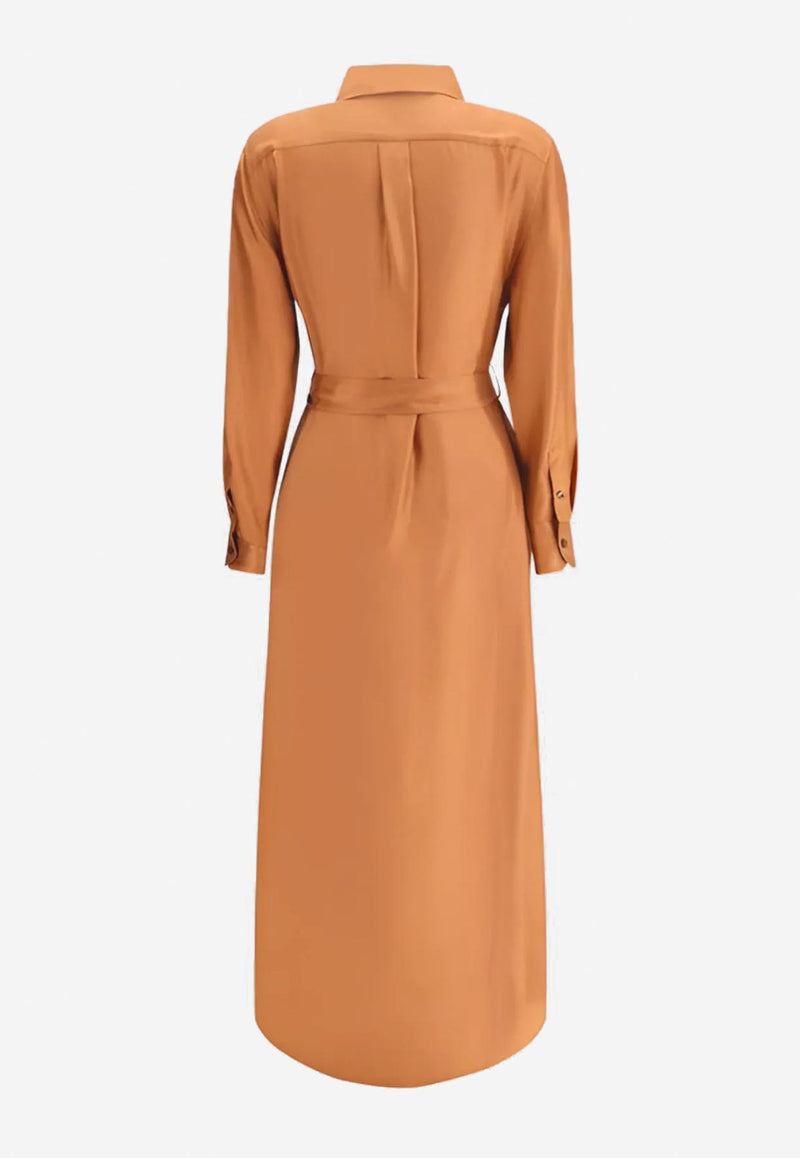 Tom Ford Midi Shirt Dress in Silk AB3429-FAX1426 KB285 Brown