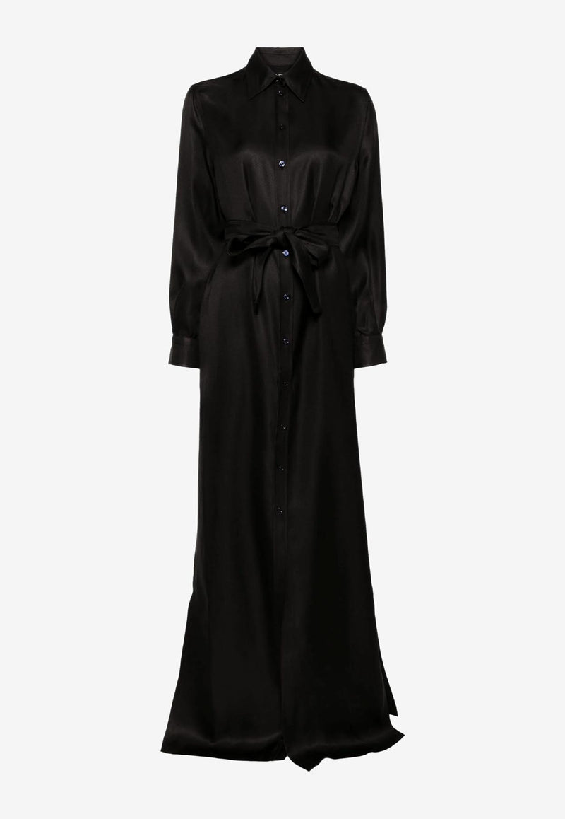 Tom Ford Midi Shirt Dress in Silk AB3429-FAX1426 LB999 Black