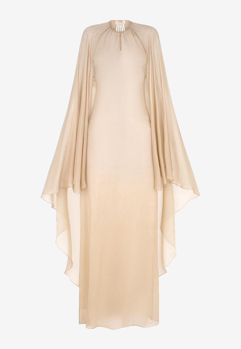 Tom Ford Asymmetric Cape Maxi Dress AB3455-FAX1408 DP265 Blush