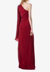 Tom Ford One-Shoulder Draped Maxi Dress Crimson AB3559-FAX1534 ER402