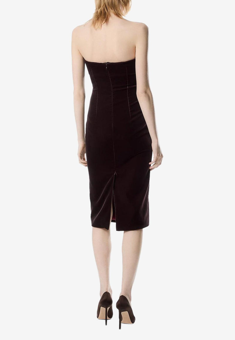 Tom Ford Strapless Velvet Cocktail Dress Burgundy AB3571-FAX1335 ER705