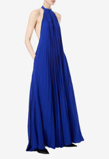 Tom Ford Sunray Silk Halterneck Plisse Gown Royal Blue AB3631-FAX1260 UBV