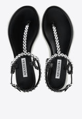 Aquazzura Almost Bare Crystal Jelly Flat Sandals ABCFLAS0-JLY000 BLACK