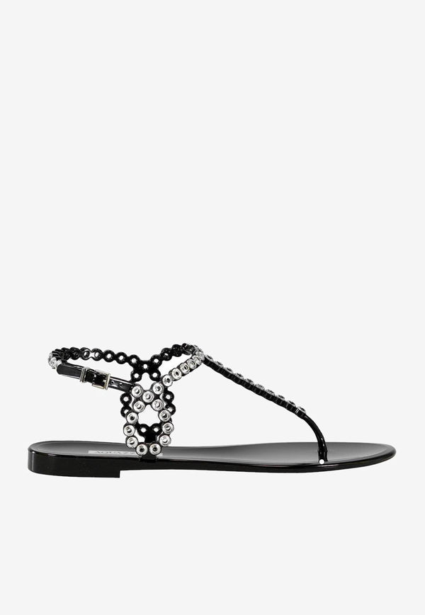 Almost Bare Crystal Jelly Flat Sandals