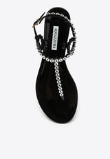 Aquazzura Almost Bare Crystal Embellished Thong Sandals Black ABCFLAS0JLY/O_AQUA-000
