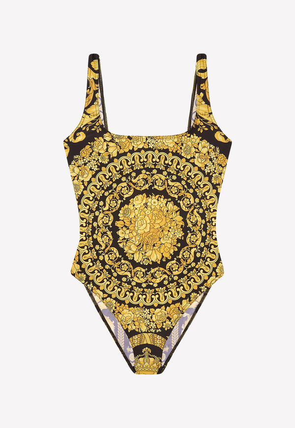 Versace Barocco Print One-Piece Swimsuit Yellow ABD08000-A232992-A7900