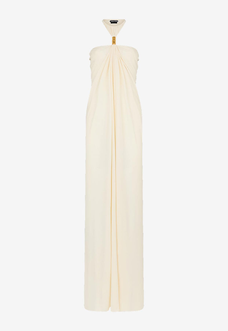 Tom Ford Halterneck Draped Maxi Dress ABJ823-JEX131 AW002 White