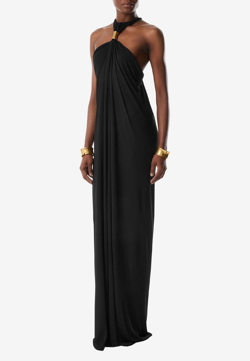 Tom Ford Halterneck Draped Maxi Dress ABJ823-JEX131 LB999 Black