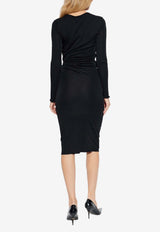 Tom Ford Draped Jersey Dress with Leather-Strap Black ABJ886-JEX188 NAA