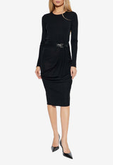 Tom Ford Draped Jersey Dress with Leather-Strap Black ABJ886-JEX188 NAA
