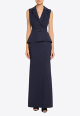CHIARA BONI La Petite Robe Thadira Belted Peplum Column Dress Navy ABLTHADIRAS-BS_NAVY