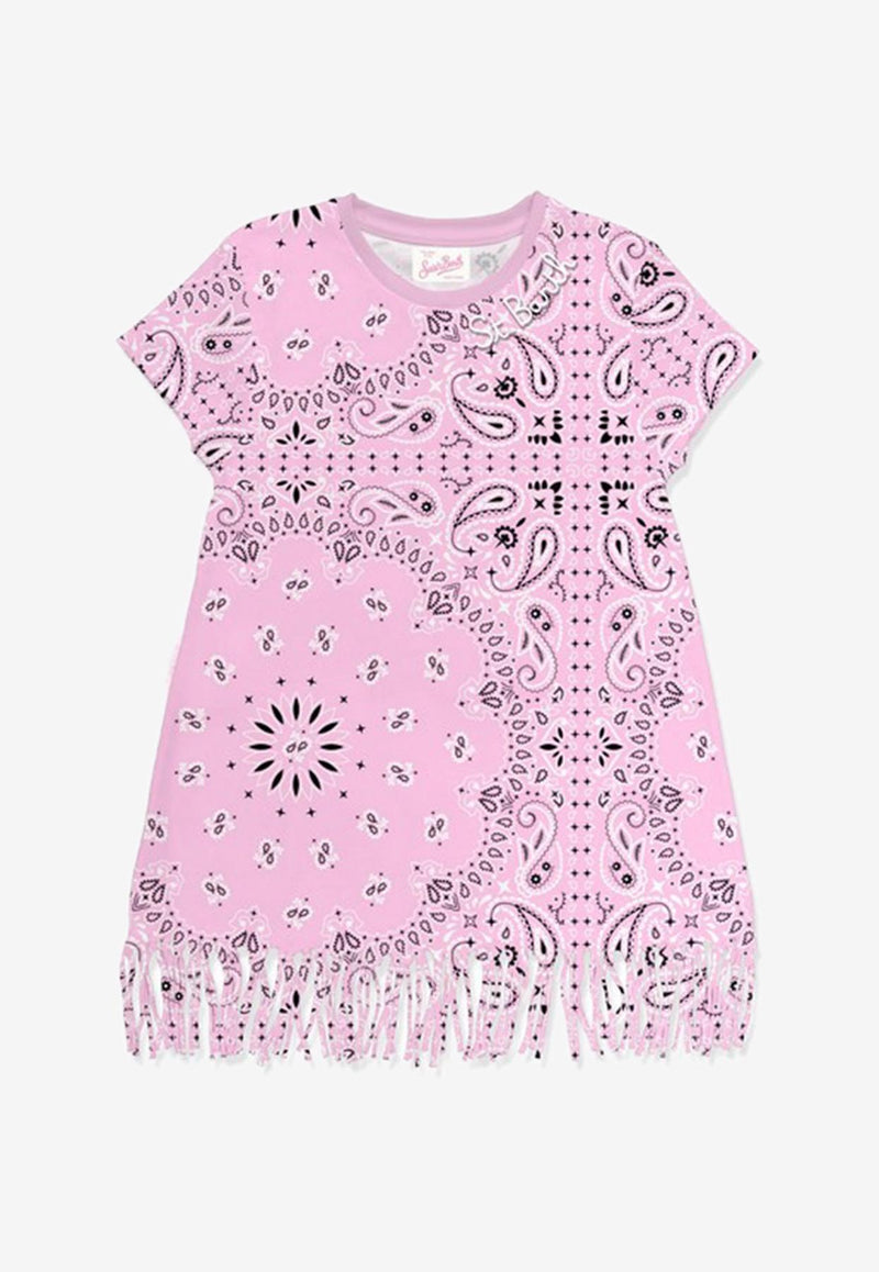 MC2 Saint Barth Kids Girls Bandana Print Fringed Dress Pink ABY0001_PINK