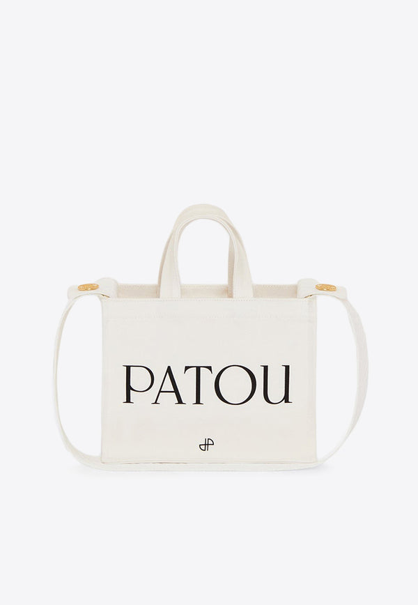 Patou Small Logo Print Tote Bag White