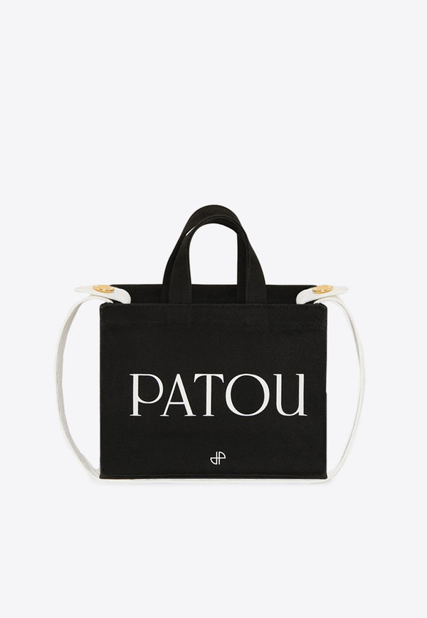 Patou Small Logo Print Tote Bag Black